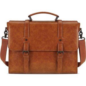 Mens Messenger Bag Vintage 15.6 Inch Waterproof Leather Laptop Briefcase Bag